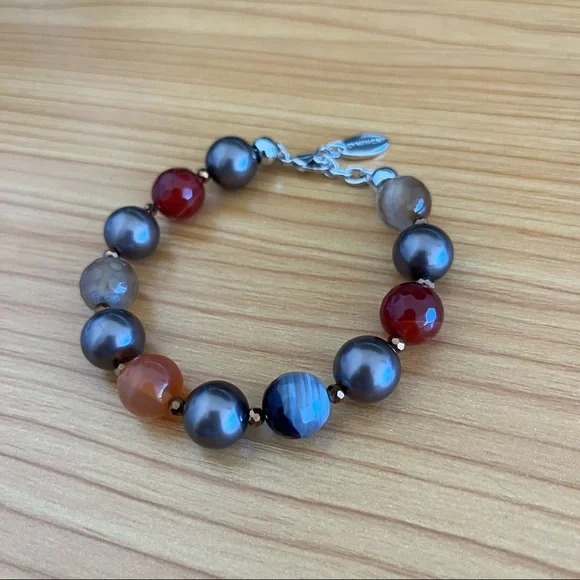 Semiprecious Stone Bead Bracelet - Picture 1 of 13